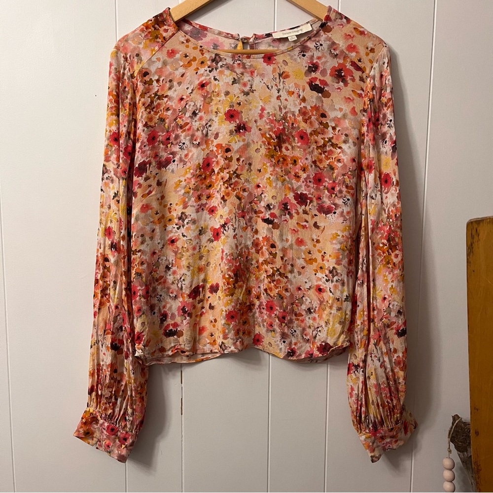 Favorite Daughter The Faye Shirt Button Back Floral Blouse Pink Anthropologie - Picture 6 of 14